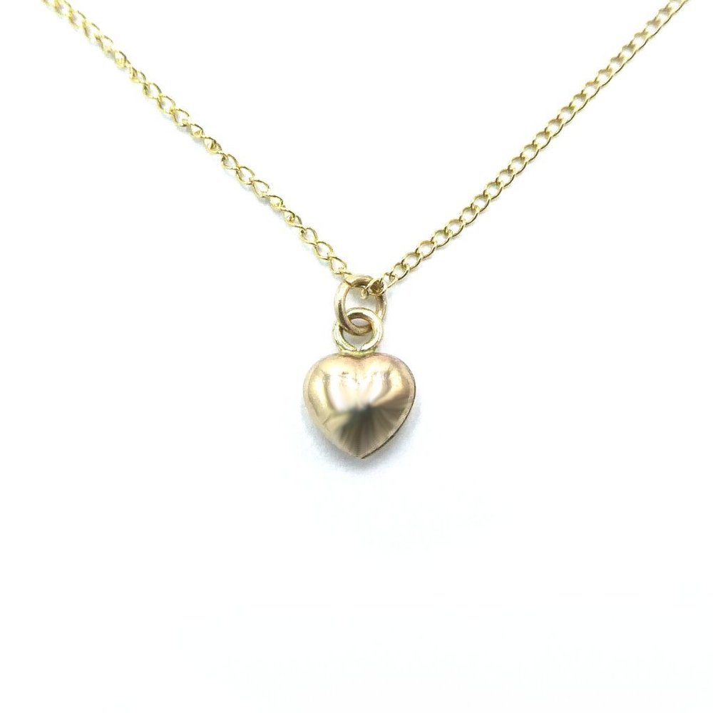 Gold Swollen Heart Pendant Necklace (Made in Boston)